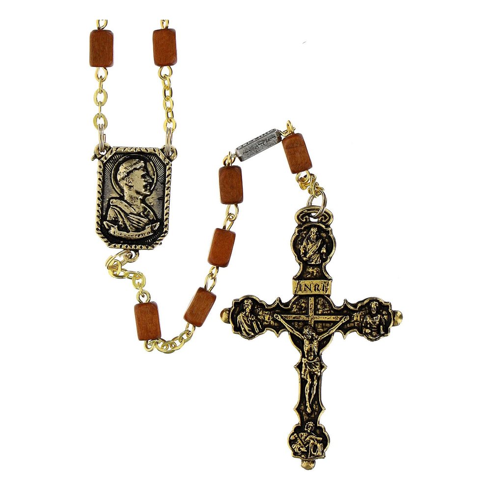 Holyart Ghirelli Rosary in Golden Wood 8x5mm
