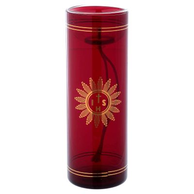 Holyart Red Glass for Sanctuary lamp with IHS Symbol 8 in