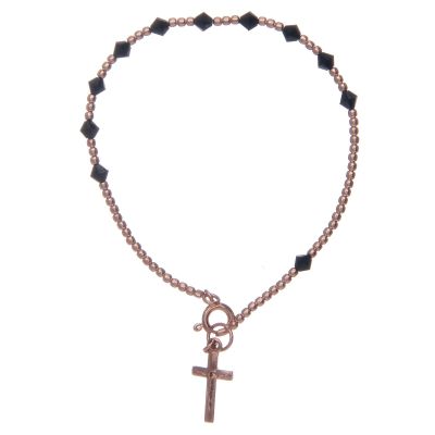 Holyart Dozen Rosary Bracelet in 925 Sterling Silver with Black Strass