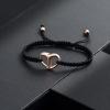 Black Rope Cremation Bracelet With Stainless Steel Heart Urn Jewelry Adjustable Expandable Urn Bracelet view 4