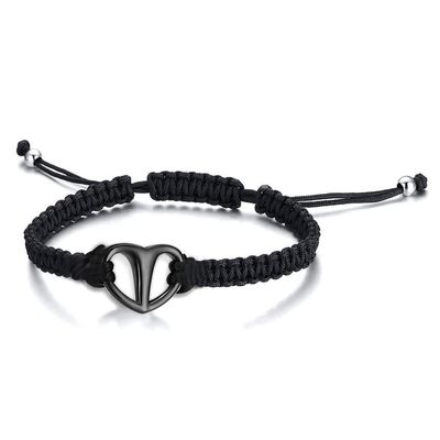 Black Rope Cremation Bracelet With Stainless Steel Heart Urn Jewelry Adjustable Expandable Urn Bracelet