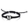 Black Rope Cremation Bracelet With Stainless Steel Heart Urn Jewelry Adjustable Expandable Urn Bracelet view 1