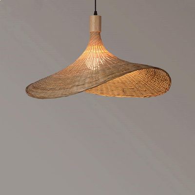 Chinese Bamboo Woven Restaurant Tea Room Zen Hot Pot Restaurant Homestay Living Room Bamboo Art Staircase Personalized Straw Hat Lamp (Size : 30CM)
