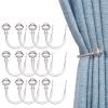 Kowibcl 12Pcs Curtain Holdbacks - Wall Mounted Drapery Tiebacks with Screws, Decorative Curtain Holders for Bedroom Livingroom Office Home,Satin Nickel view 1