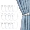 Kowibcl 12Pcs Curtain Holdbacks - Wall Mounted Drapery Tiebacks with Screws, Decorative Curtain Holders for Bedroom Livingroom Office Home,White view 1