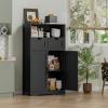 Iwell Storage Cabinet with Doors & Shelves, Kitchen Pantry Cabinet, Bathroom Cabinets for Living Room, Kitchen, Laundry, Black view 4