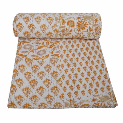 V Vedant Designs Indian Handmade Floral Patchwork Print Kantha Quilt Twin/Queen Size Cotton Blanket Kantha Quilt Bedspread Throw Gudari Home Decor (Queen(90x108), Multi 05)