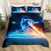 Homewish Ice Hockey Duvet Cover Set Twin,Ice Fire Athlete Bedding Set 2pcs for Kids Teens Adult Room Decor,Game Sport Comforter Cover Modern Quilt Cover with 1 Pillowcase view 4