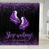 Skate Shoes Shower Curtains,Ice Skating Game Bathroom Curtains for Kids Teens,Extreme Sport Glitter Purple Waterproof Bath Curtains,with 12 Hooks Suits for Bathtub, 72" W x 78" L view 1