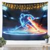 Ice Hockey Tapestry Ice Fire Athlete Wall Hanging for Kids Teens Boys Room Decor,Game Sport Wall Blanket Tapestries Modern Wall Art Hanging, Medium 59.1 x 59.1 Inches view 1
