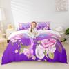 Gymnastics Duvet Cover Set Twin,Gymnastics Lovers Bedding Set 2pcs for Kids Teens Boys Girls Adult Room Decor,Floral Botanical Comforter Cover Purple Glitter Quilt Cover with 1 Pillowcase view 1