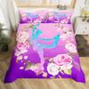 Gymnastics Duvet Cover Set Twin,Gymnastics Lovers Bedding Set 2pcs for Kids Teens Boys Girls Adult Room Decor,Floral Botanical Comforter Cover Purple Glitter Quilt Cover with 1 Pillowcase view 4
