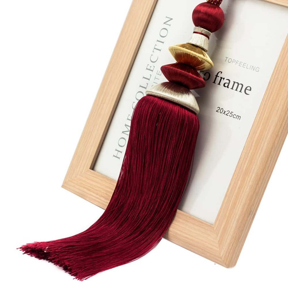 1 Pair Creative Tassels Curtain Tiebacks, Decorative Curtain Holdbacks Curtain Accessories Curtain Rope Tiebacks Home Curtain Buckle (Jujube red)