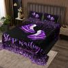 Homewish Skate Shoes Bedspread Twin Size,Ice Skating Game Coverlet Set 2pcs for Kids Teens Girls Boys Room Decor, Extreme Sport Quilted Coverlet Glitter Purple Bedding Quilt with 1 Pillowcase view 1