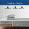 Paradise Cotton Hub Hotel Luxury Easy Care King Size 4-Piece Sheet Set 400-TC Egyptian Cotton Perfectly fits mattresses 18-21" Deep Pocket (Stripe, Silver Grey) view 4