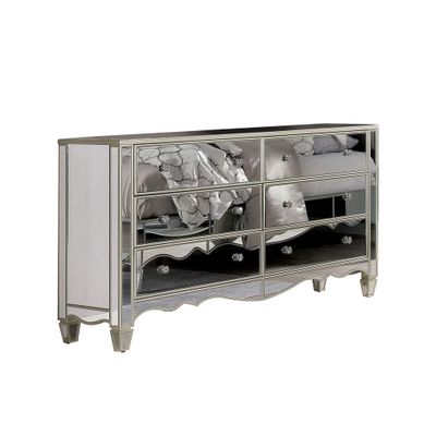 Benjara Dresser with Crystal Knobs and Mirror Panels