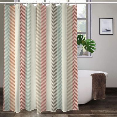 TropicalLife Color Stripe Pattern Shower Curtain Waterproof Bathroom Curtains Home Decor Premium Polyester Fabric Bath Curtains with 12 Hooks, Longer Size 152 x 200 cm