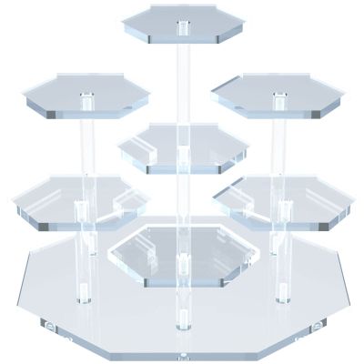Acrylic Display Stand for Funko POP Figures, 7-Tier Perfume Organizers and Storage Display Stand, Display Risers for Cupcake Dessert, Conutertop Desktop Acrylic Display for Decoration and Organizer(Clear)
