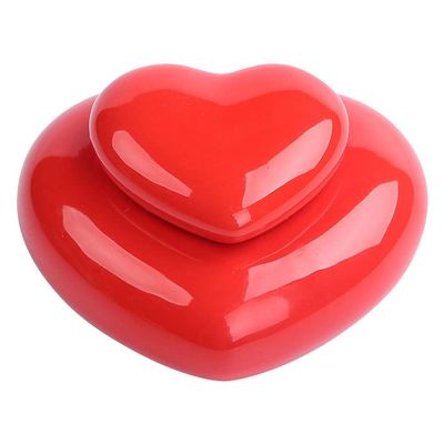 Zerodeko Ceramic Heart Canister Jar for Face Powder and Perfume Red Decorative Airtight Container for Wedding Favors Compact for Travel and Outdoor Use