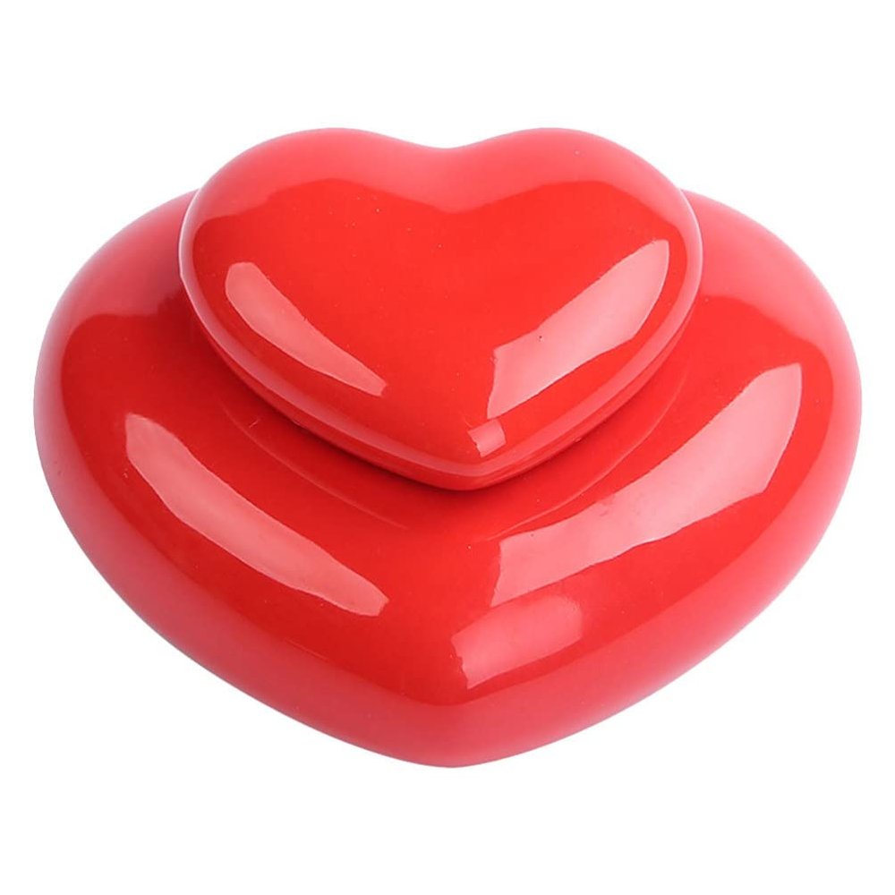 Zerodeko Ceramic Heart Canister Jar for Face Powder and Perfume Red Decorative Airtight Container for Wedding Favors Compact for Travel and Outdoor Use