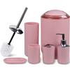 CERBIOR Bathroom Accessories Set 6 Piece Bath Ensemble Includes Soap Dispenser, Toothbrush Holder, Toothbrush Cup, Soap Dish for Decorative Countertop and Housewarming Gift (Blush pink-6pcs) view 1
