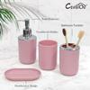 CERBIOR Bathroom Accessories Set 6 Piece Bath Ensemble Includes Soap Dispenser, Toothbrush Holder, Toothbrush Cup, Soap Dish for Decorative Countertop and Housewarming Gift (Blush pink-6pcs) view 3