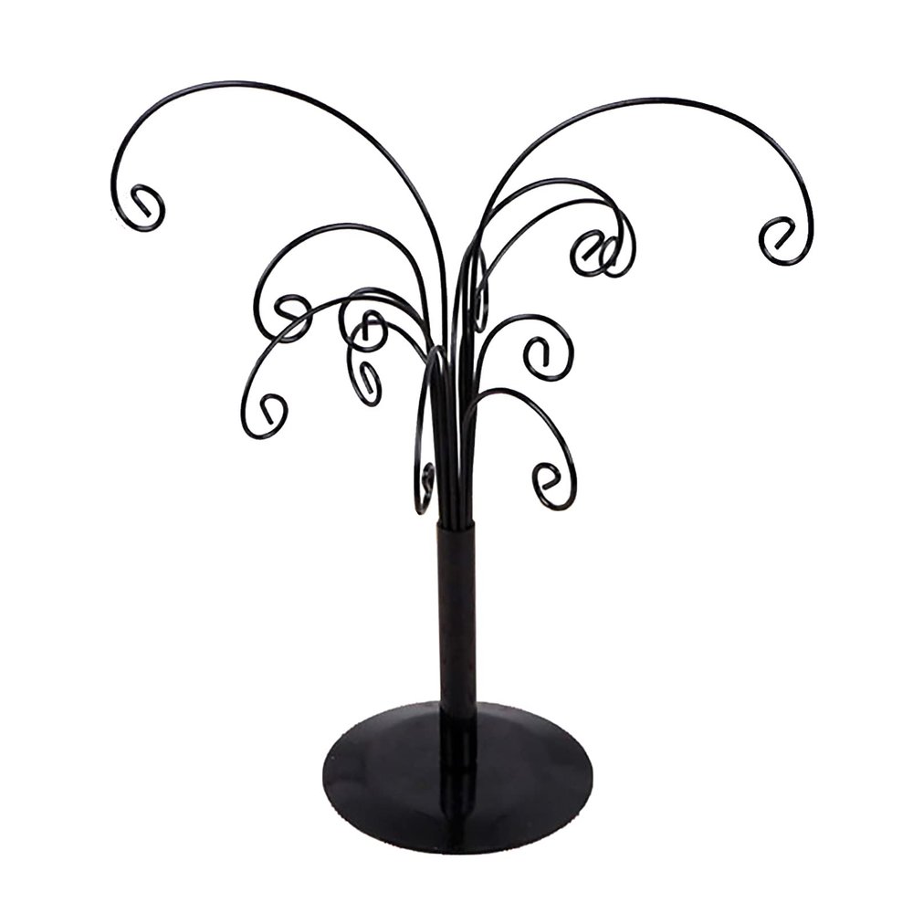 Kuppn Ornament Display Tree, 10.6in Metal Tabletop Display Stand with 12 Display Hangers, Decorative Black Display Tree for Ornaments, Glass Globes, Balls, and Small Craft Items