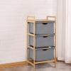 3 Drawer Basket Storage Drawers Unit,3-Tier Bathroom Dresser Tower Organizer with Bamboo Frame and Pull-Out Fabric Baskets,Side End Table Storage Nightstand for Living Room,Bedroom,Hallway,Entryway view 1