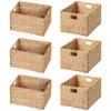eHemco Extra Large Woven Hyacinth Wicker Storage Baskets with Iron Wire Frame, 16.1"x12.6"x9.5", Natural, Set of 6 view 1