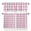 3 Piece Watercolor Buffalo Check Grid Kitchen Curtains, Tier and Valance Rod Pocket Window Curtains Set Farmhouse Pink Cafe Curtains for Kitchen Valances Window Treatment 54X18in+27x24in2 view 1