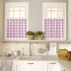 3 Piece Watercolor Buffalo Check Grid Kitchen Curtains, Tier and Valance Rod Pocket Window Curtains Set Farmhouse Pink Cafe Curtains for Kitchen Valances Window Treatment 54X18in+27x24in2 view 4