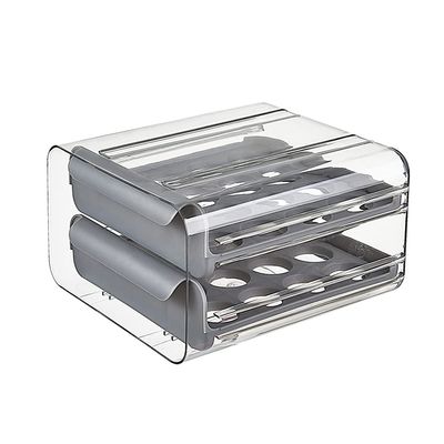 yabaa Double-Layer Egg Box Drawer Type Storage Container Plastic Refrigerator Anti-Drop EggBox Rack Support Stackable Kitchen (A)