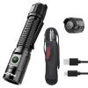 MIJOMI J81 Tactical Rechargeable Flashlight with Holster, 1300 Lumen Super Bright IP68 Waterproof Dual Button Flashlight for Tactical Games Outdoor view 1