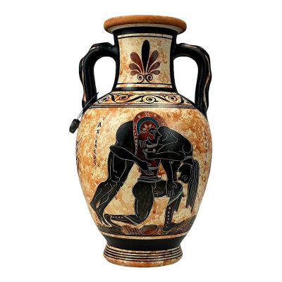 Ancient Greek Mythology Vase depicts Ajax Carrying the Body of Achilles Amphora Vase Ancient Greek Pottery