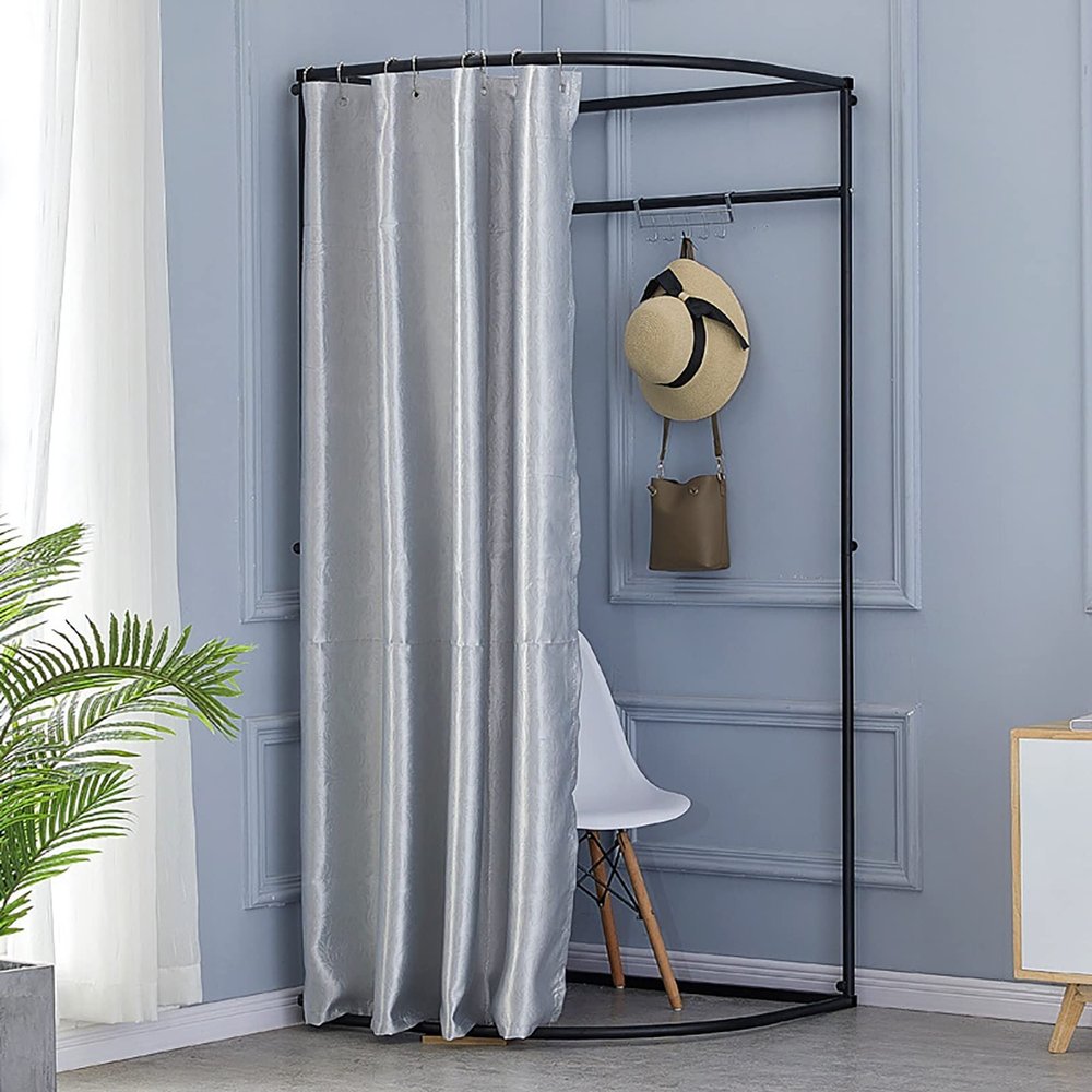 Clothing Store Fitting Room,Portable Changing Room,Used In Mall And Office, Dressing Room For Privacy Protection And Room Divider, With Metal Frame,Include Shading Curtain, Hanging Rod And Hook Up