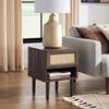 mopio Haylee Rattan Side Table, Small Accent Tables for Living Room, Mid Century Modern Night Stand, Bedside Tables, Wood Nightstands for Bedroom (Walnut, Single) view 1