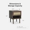 mopio Haylee Rattan Side Table, Small Accent Tables for Living Room, Mid Century Modern Night Stand, Bedside Tables, Wood Nightstands for Bedroom (Walnut, Single) view 2