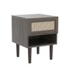 mopio Haylee Rattan Side Table, Small Accent Tables for Living Room, Mid Century Modern Night Stand, Bedside Tables, Wood Nightstands for Bedroom (Walnut, Single) view 4