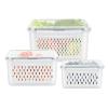 3 Pack Fruit Storage Containers for Fridge, Produce Saver Vegetable Container with Drain Colanders - Refrigerator Organizer for Lettuce Berry Keepers view 1