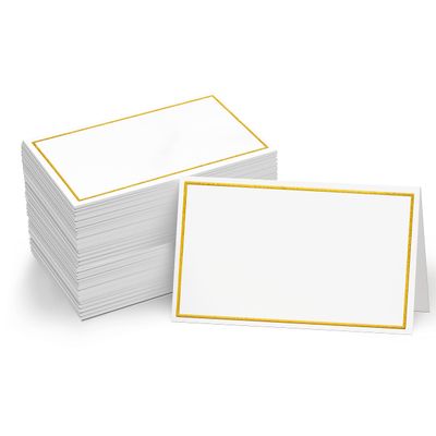110 PCS Tent Cards with Gold Foil Border - Delicate Seating Cards for Wedding, Table, Dinner Parties, Receptions (Each Measures 2' x 3.5')
