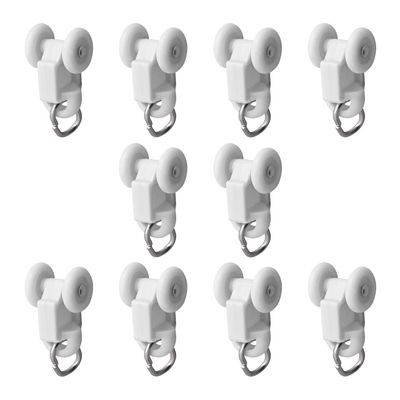 Bettomshin Curtain Track Rollers Plastic Twin Wheeled Carriers Drapery Rail Sliding Glider for Windows Shower Curtain Tracks 0.53" Dia, 100Pcs