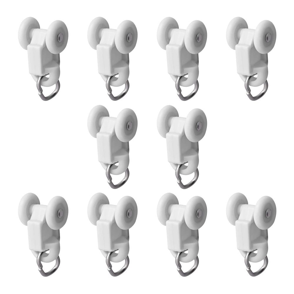 Bettomshin Curtain Track Rollers Plastic Twin Wheeled Carriers Drapery Rail Sliding Glider for Windows Shower Curtain Tracks 0.53" Dia, 100Pcs