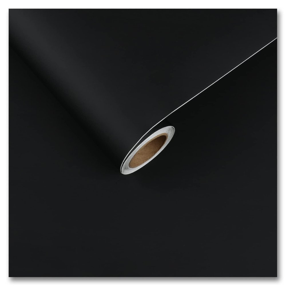 CRE8TIVE 24"x354" Black Wallpaper Peel and Stick Large Size Thick Matte Contact Paper Self Adhesive Removable Wall Covering Decorative Vinyl Film for Bedroom Kitchen Countertops Cabinets