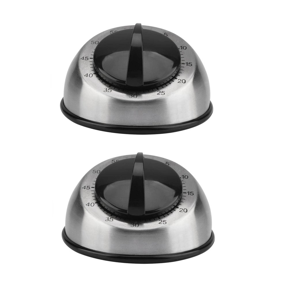2 Pcs Kitchen Timers for Cooking, Stainless Steel 60 Minutes Kitchen Timer Mechanical Wind-up Timer Time Reminder Clock Timer Cooking Alarm Clock