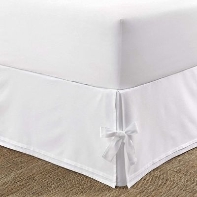 Box Pleated Bedskirt - Split Corner Bedskirt Twn XL Size - Luxury Box Pleated Knot Bedskirts - 100% Egyptian Cotton 1200 TC Box Pleated Bed Skirt - 14 Inch Drop Twn XL Box Pleated Bed Skirt, White