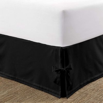 Box Pleated Bedskirt - Split Corner Bedskirt Twn XL Size - Luxury Box Pleated Knot Bedskirts - 100% Egyptian Cotton 1200 TC Box Pleated Bed Skirt - 12 Inch Drop Twn XL Box Pleated Bed Skirt, Black