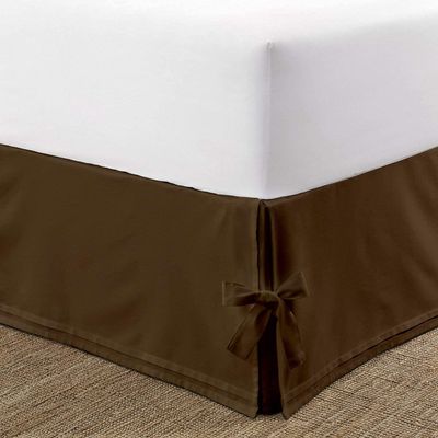 Box Pleated Bedskirt - Split Corner Bedskirt Queen XL Size - Pleated Dust Ruffle Bedskirt - 100% Egyptian Cotton 1200 TC Box Pleated Bed Skirt - 27 Inch Drop Queen XL Box Pleated Bed Skirt, Chocolate