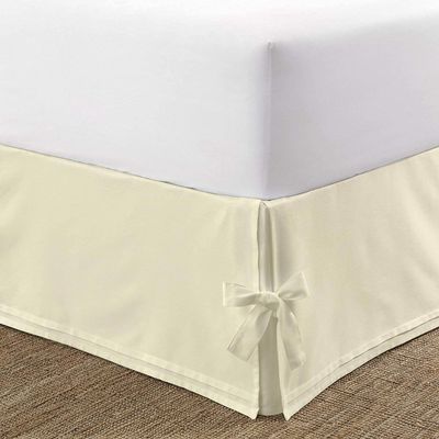 Box Pleated Bedskirt - Split Corner Bedskirt RV King Size - Luxury Box Pleated Knot Bedskirts - 100% Egyptian Cotton 1200 TC Box Pleated Bed Skirt - 14" Drop RV King Box Pleated Bed Skirt, Ivory