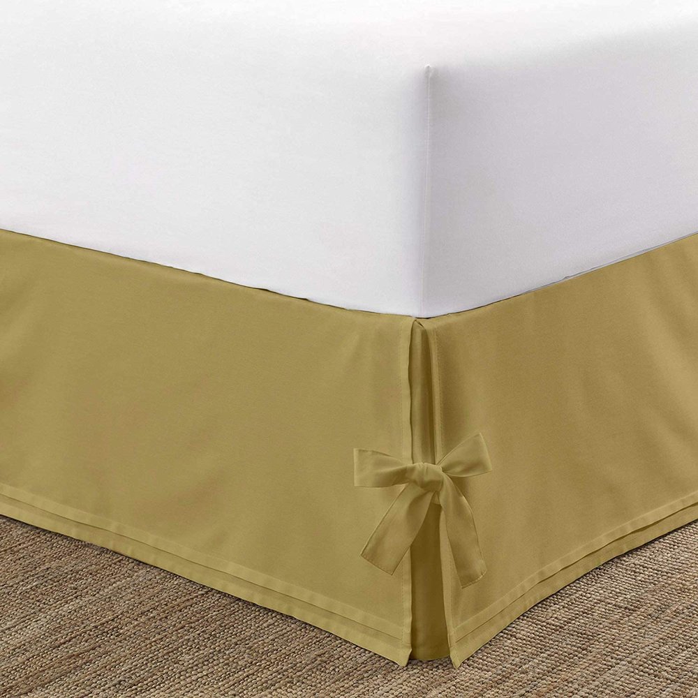 Box Pleated Bedskirt - Split Corner Bedskirt Alaskan King Size - Pleated Dust Ruffle Bedskirt - 100% Egyptian Cotton 1200 TC Box Pleated Bed Skirt - 10" Drop Alaskan King Box Pleated Bed Skirt, Taupe