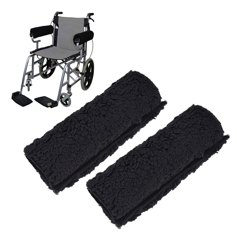 Zerodis Replacement Wheelchair Armrest Cover, Lamb Wool Wheelchair Arm Pad Detachable 1 Pair Pressure Relief Washable for Transport Chair